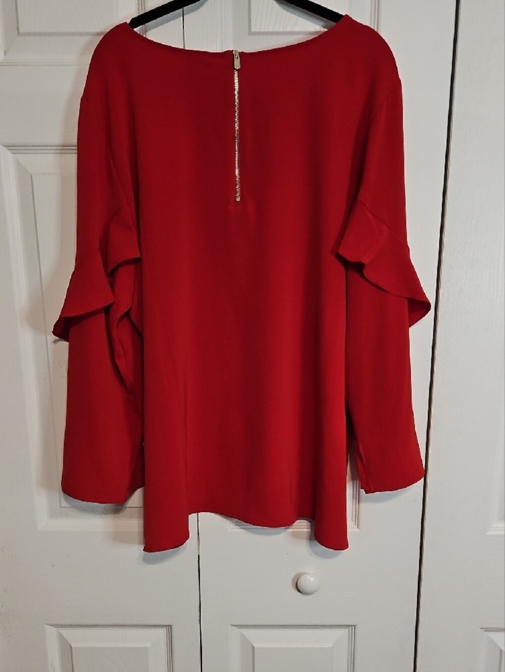 Chico's Red Ruffle-Sleeve Tunic Top - Picture 5 of 6